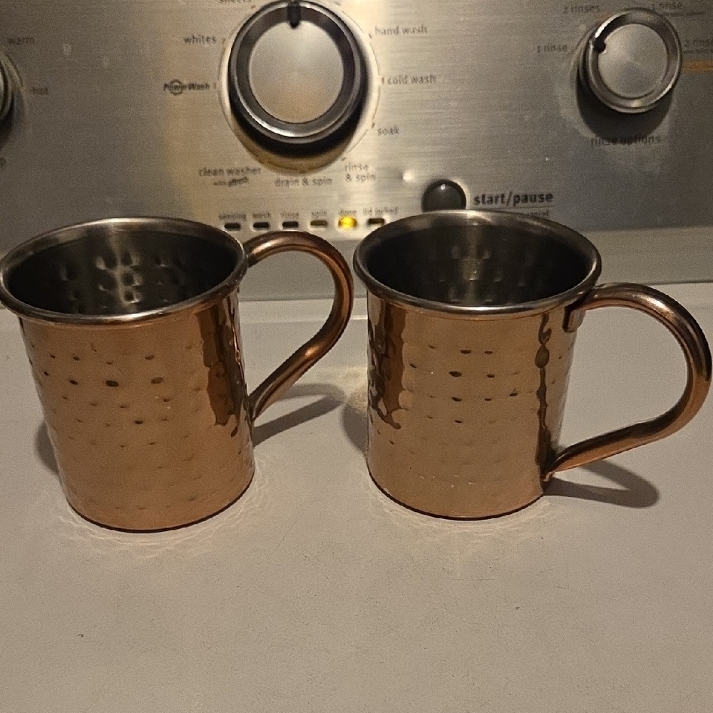 Copper Hammered Mugs Set Excellent Used Condition From MerchSource, LLC